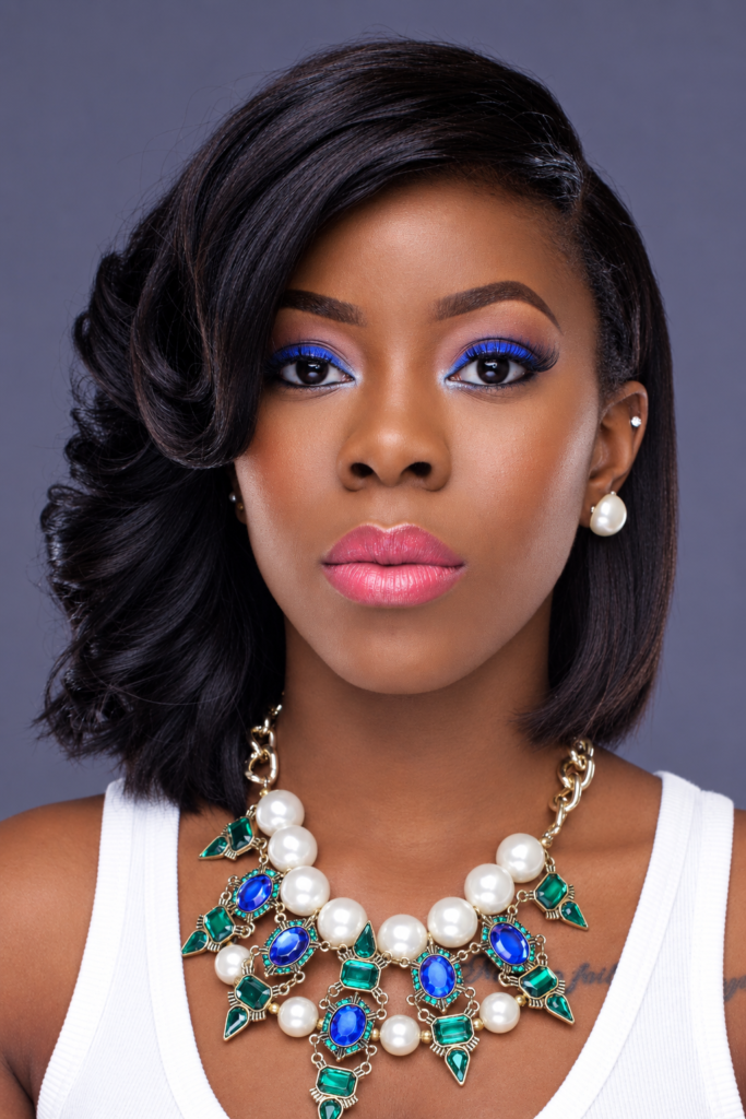 Regal Sapphire and Pearl Beauty Portrait